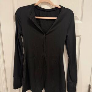 Black Long Sleeve Button-Up Women's onesie